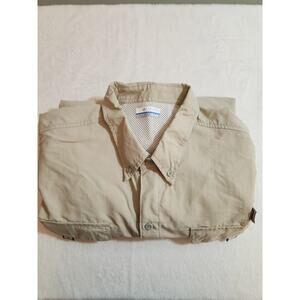 Columbia PFG Shirt Mens 2XL Beige Long Sleeve Gorpcore Fishing Camping Hiking